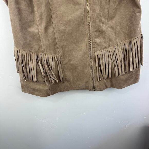 Chico's tan faux suede fringe vest festival womens size 2 US: Large - Picture 4 of 8